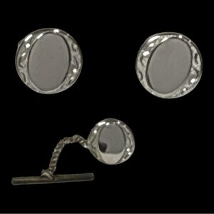 Vintage Swank Silver-Tone Cufflinks and Tie Clip Set Classic Men’s Accessories